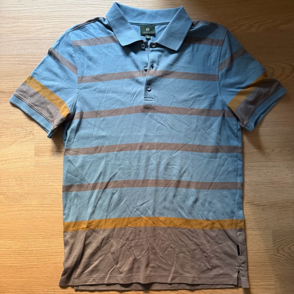 AG green label striped polo